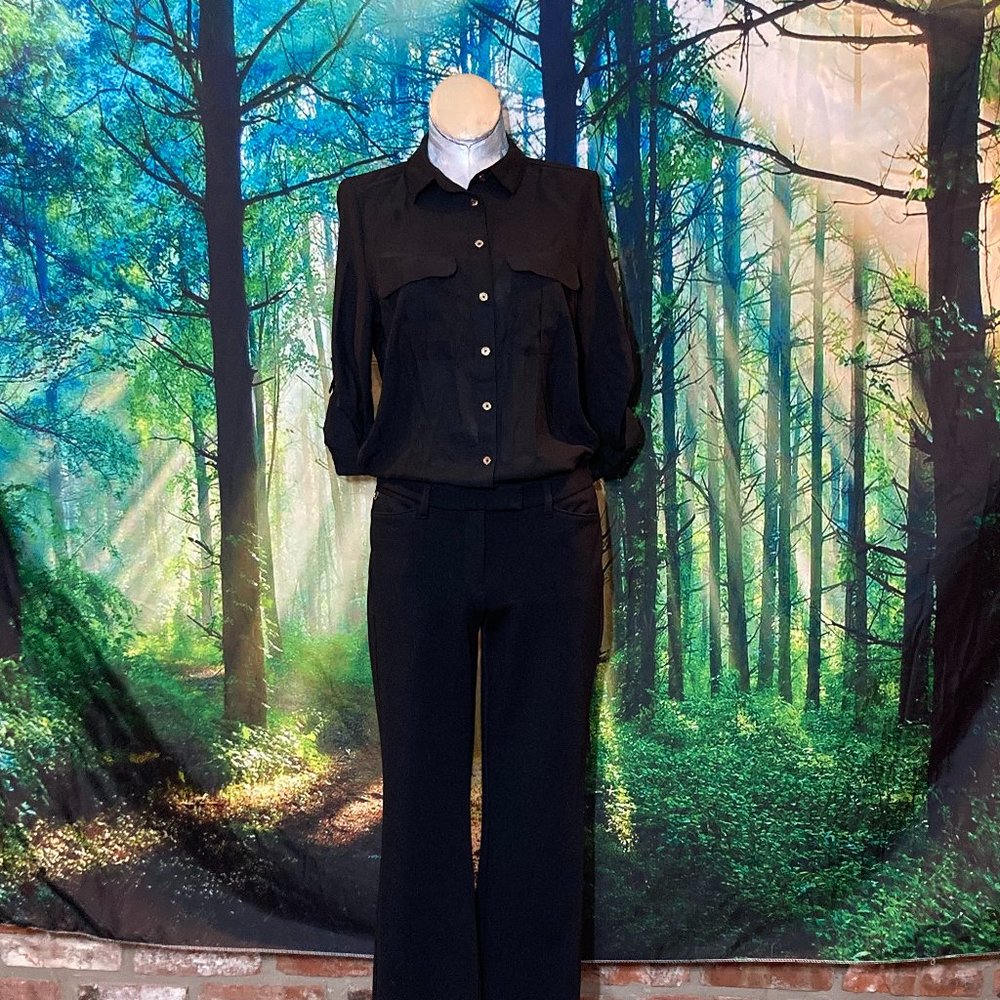 Black, sheer H&M button up shirt